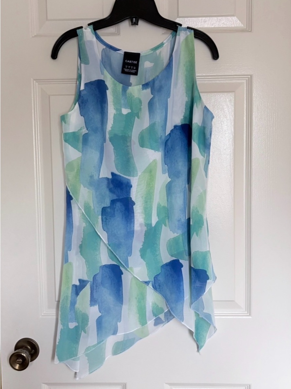 Cartise Blue & Green Watercolor Sleeveless Tank